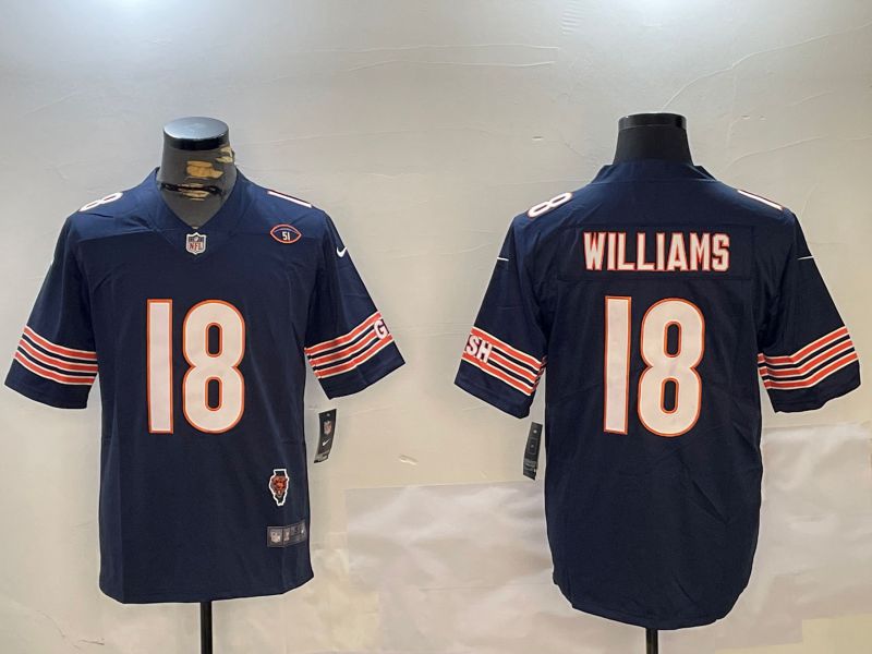 Men Chicago Bears 18 Williams Blue 2024 Nike Limited NFL Jersey style 1